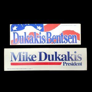Mike Dukakis President 1988 Presidential Campaign Bentsen Sticker Lot Of 2 NOS